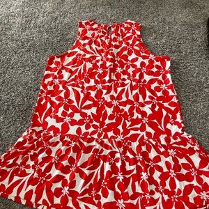 LOFT Vibrant Red and White Floral Dress